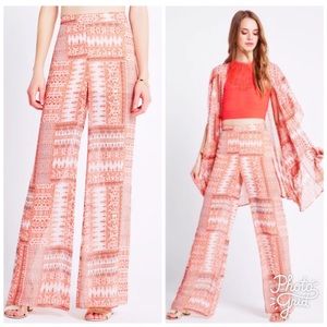 BCBG Generation Patchwork Print Bell Bottom PANTS